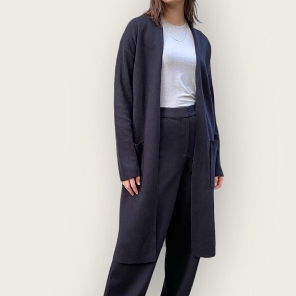 Aritzia Babaton Lance Wool Linen Blend Duster Cardigan Navy - Picture 11 of 11